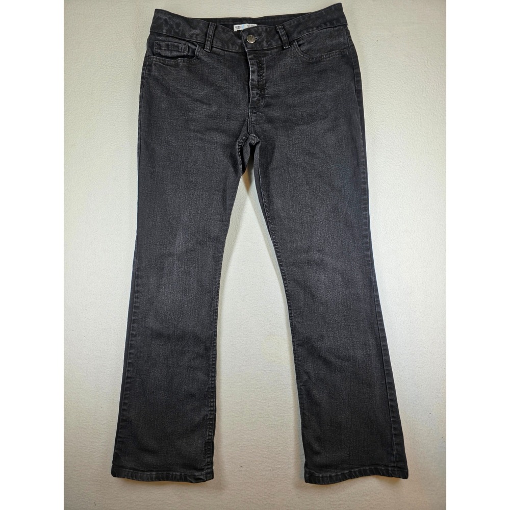 Riders by Lee Womens Mid Rise Bootcut Jeans Black Stretch Rhinestone Size 14M